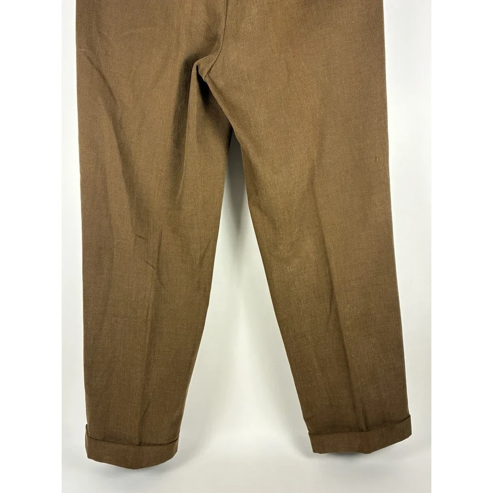 Brooks Brothers Elliot Brown Pleated Cuffed 100% Cotton Trousers 32x30 (31x29)